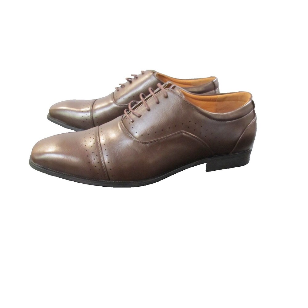 Parrazo Mens Brown Leather Dress Shoes Size 12 NIB Lace‑Up Oxford Classic Formal